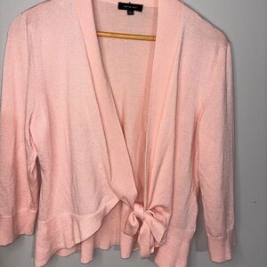 Verve Ami light pink, tie-front cardigan layering light weight date night size L